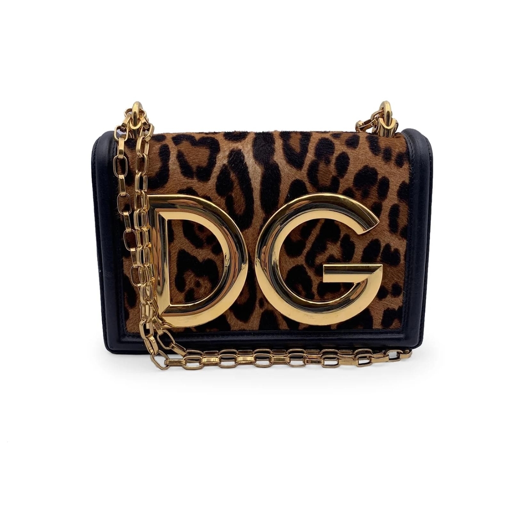 Stunning Dolce & Gabbana Calf Hair Animal Print Crossbody with Gold Chain